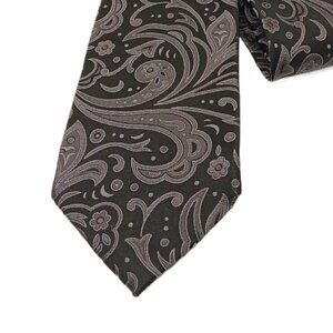 Sean John Silk Tie Men’s 62” Black Gray Paisley Floral 90s Y2K Wedding Classic